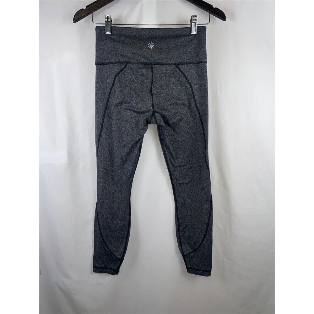 Athleta Heather Gray Cropped Leggings with Stitching Small